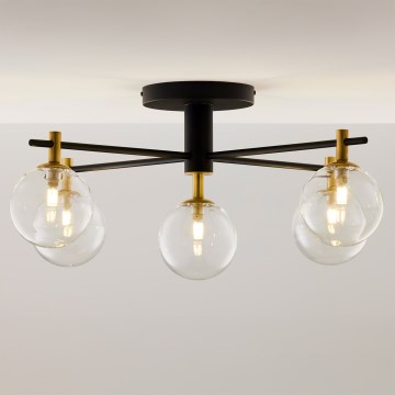 Jupiter 2035 - Bevestigde hanglamp FIGARO 5xG9/10W/230V zwart/goud/beige/doorzichtig