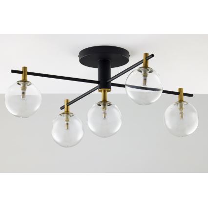 Jupiter 2035 - Bevestigde hanglamp FIGARO 5xG9/10W/230V zwart/goud/beige/doorzichtig
