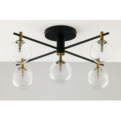 Jupiter 2035 - Bevestigde hanglamp FIGARO 5xG9/10W/230V zwart/goud/beige/doorzichtig