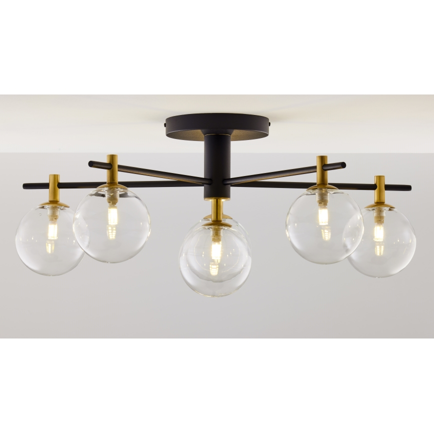Jupiter 2036 - Bevestigde hanglamp FIGARO 6xG9/10W/230V zwart/goud/beige/doorzichtig