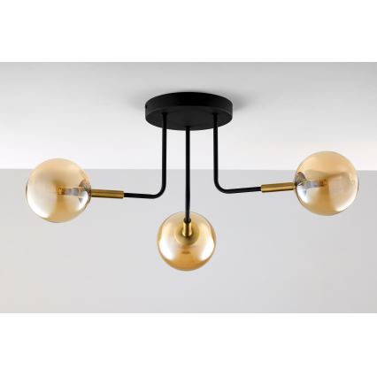 Jupiter 2037 - Hanglamp met vaste pendel BURANO 3xG9/10W/230V zwart/goud/beige