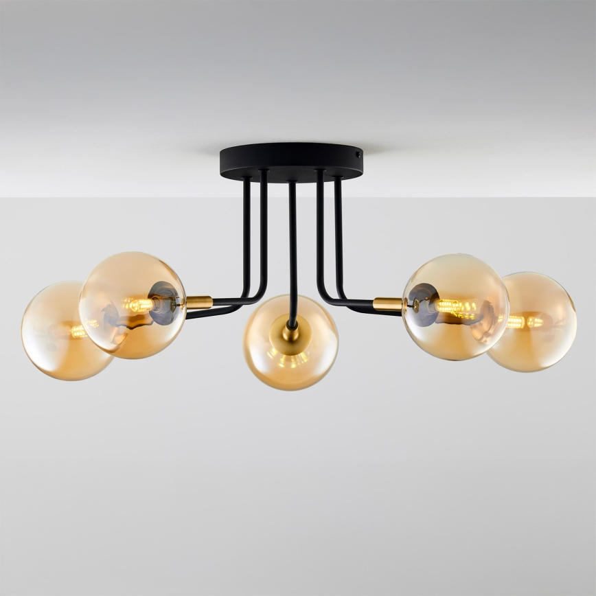 Jupiter 2038 - Hanglamp met vaste pendel BURANO 5xG9/10W/230V zwart/goud/beige