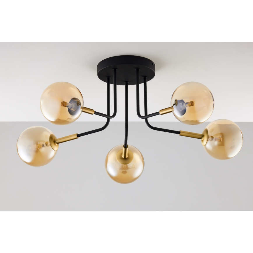Jupiter 2038 - Hanglamp met vaste pendel BURANO 5xG9/10W/230V zwart/goud/beige