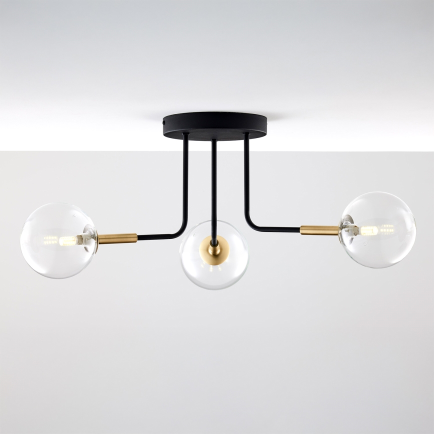 Jupiter 2039 - Hanglamp met vaste pendel BURANO 3xG9/10W/230V zwart/goud/doorzichtig