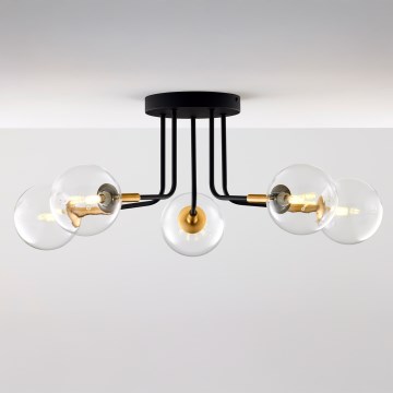 Jupiter 2040 - Hanglamp met vaste pendel BURANO 5xG9/10W/230V zwart/goud/doorzichtig