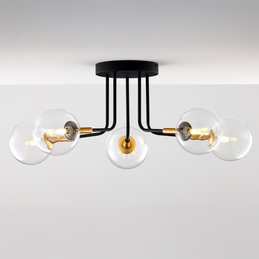 Jupiter 2040 - Hanglamp met vaste pendel BURANO 5xG9/10W/230V zwart/goud/doorzichtig
