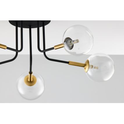Jupiter 2040 - Hanglamp met vaste pendel BURANO 5xG9/10W/230V zwart/goud/doorzichtig