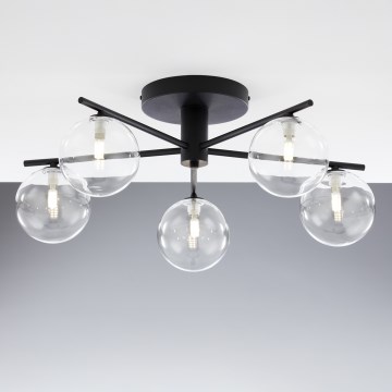 Jupiter 2046 - Bevestigde hanglamp PRATO 5xG9/10W/230V zwart/doorzichtig