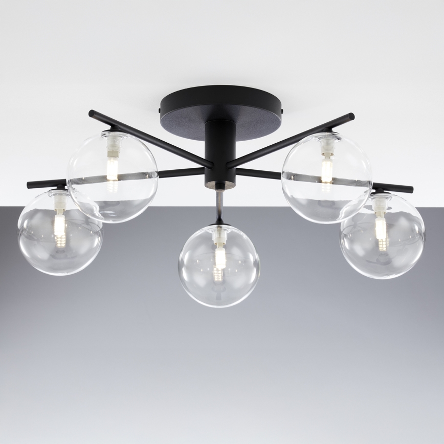 Jupiter 2046 - Bevestigde hanglamp PRATO 5xG9/10W/230V zwart/doorzichtig