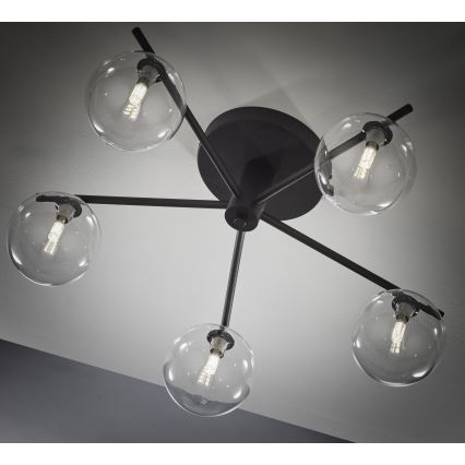 Jupiter 2046 - Bevestigde hanglamp PRATO 5xG9/10W/230V zwart/doorzichtig