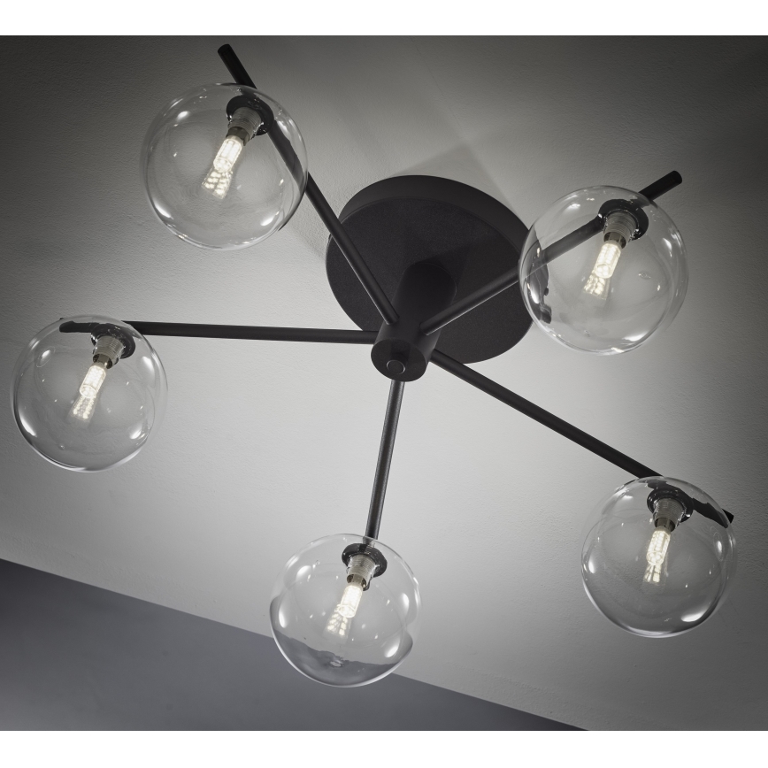 Jupiter 2046 - Bevestigde hanglamp PRATO 5xG9/10W/230V zwart/doorzichtig