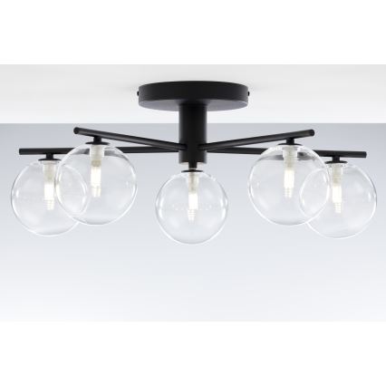Jupiter 2046 - Bevestigde hanglamp PRATO 5xG9/10W/230V zwart/doorzichtig