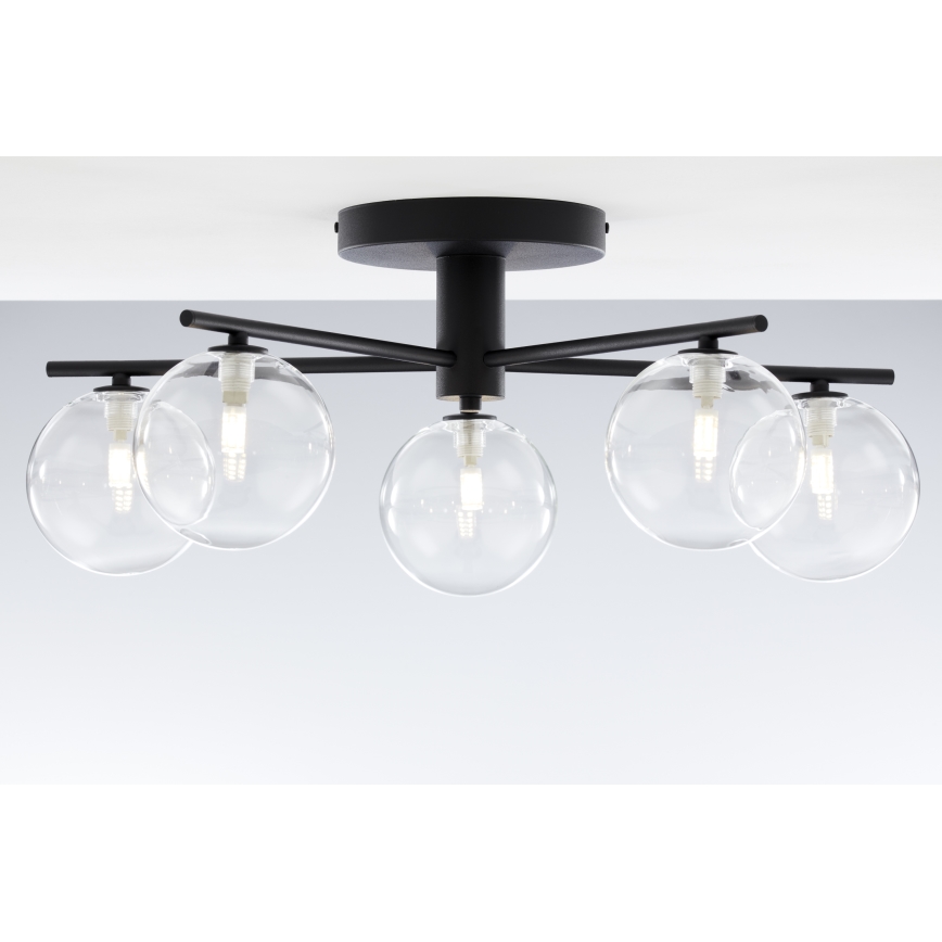 Jupiter 2046 - Bevestigde hanglamp PRATO 5xG9/10W/230V zwart/doorzichtig