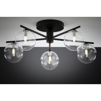Jupiter 2046 - Bevestigde hanglamp PRATO 5xG9/10W/230V zwart/doorzichtig