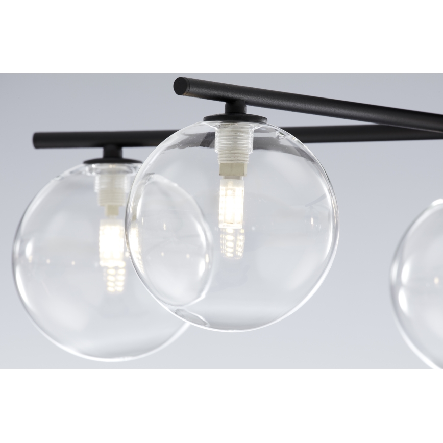 Jupiter 2046 - Bevestigde hanglamp PRATO 5xG9/10W/230V zwart/doorzichtig