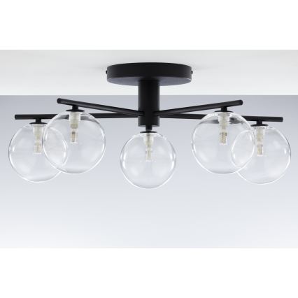 Jupiter 2046 - Bevestigde hanglamp PRATO 5xG9/10W/230V zwart/doorzichtig