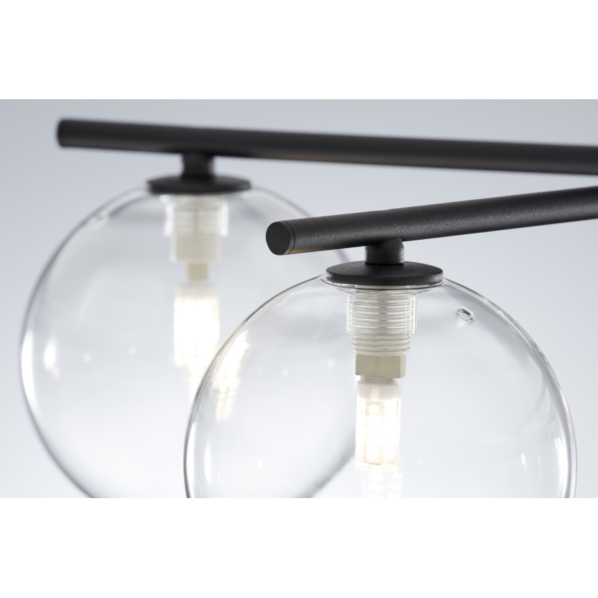 Jupiter 2046 - Bevestigde hanglamp PRATO 5xG9/10W/230V zwart/doorzichtig