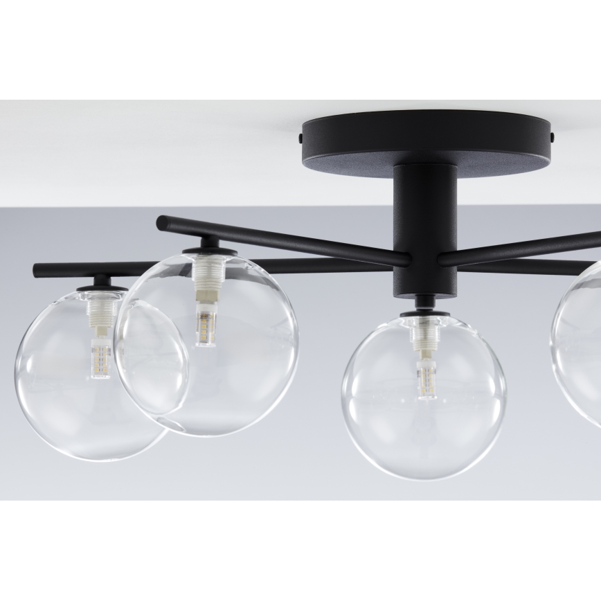 Jupiter 2046 - Bevestigde hanglamp PRATO 5xG9/10W/230V zwart/doorzichtig