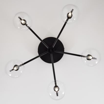 Jupiter 2046 - Bevestigde hanglamp PRATO 5xG9/10W/230V zwart/doorzichtig