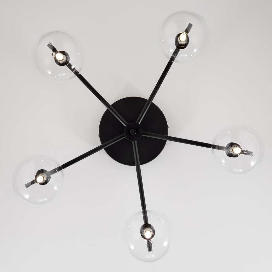 Jupiter 2046 - Bevestigde hanglamp PRATO 5xG9/10W/230V zwart/doorzichtig
