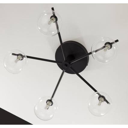 Jupiter 2046 - Bevestigde hanglamp PRATO 5xG9/10W/230V zwart/doorzichtig