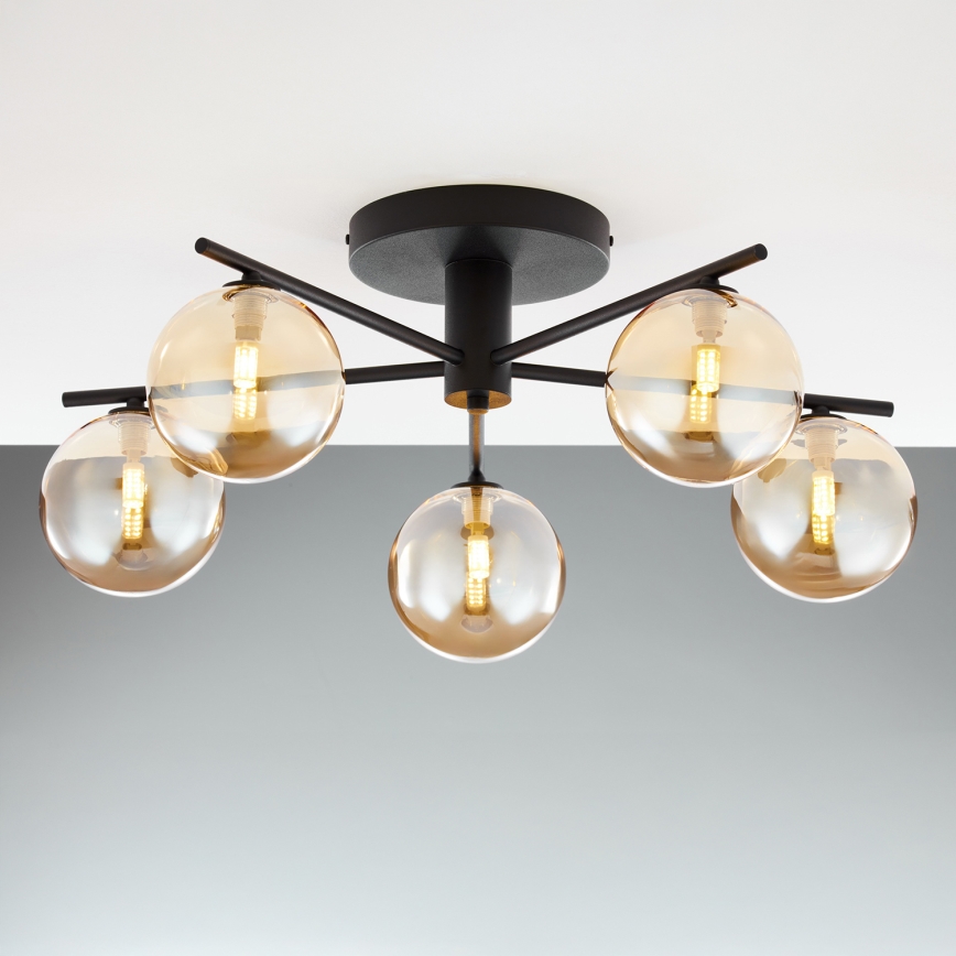Jupiter 2047 - Bevestigde hanglamp PRATO 5xG9/10W/230V zwart/beige