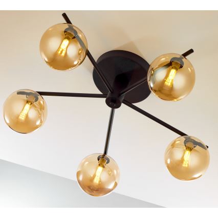 Jupiter 2047 - Bevestigde hanglamp PRATO 5xG9/10W/230V zwart/beige