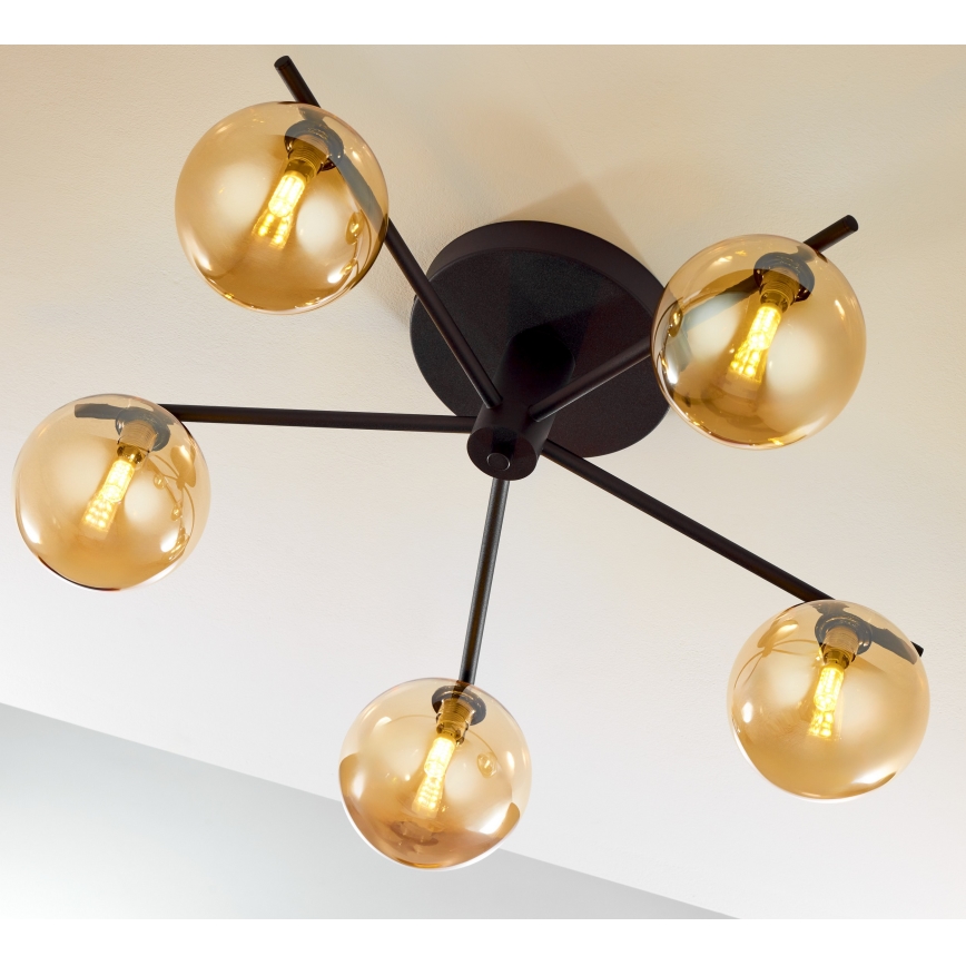 Jupiter 2047 - Bevestigde hanglamp PRATO 5xG9/10W/230V zwart/beige