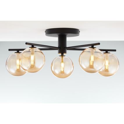Jupiter 2047 - Bevestigde hanglamp PRATO 5xG9/10W/230V zwart/beige