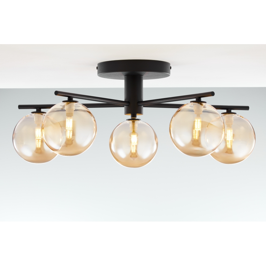 Jupiter 2047 - Bevestigde hanglamp PRATO 5xG9/10W/230V zwart/beige