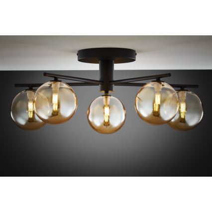 Jupiter 2047 - Bevestigde hanglamp PRATO 5xG9/10W/230V zwart/beige