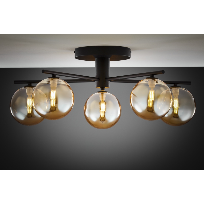 Jupiter 2047 - Bevestigde hanglamp PRATO 5xG9/10W/230V zwart/beige
