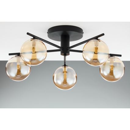 Jupiter 2047 - Bevestigde hanglamp PRATO 5xG9/10W/230V zwart/beige