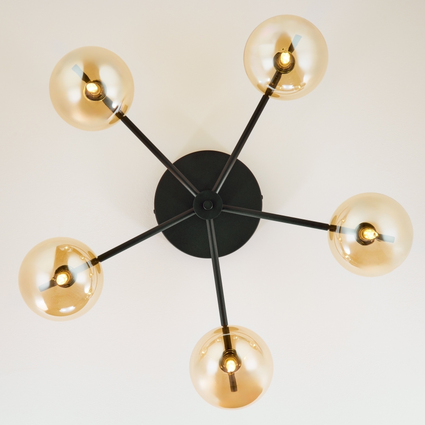 Jupiter 2047 - Bevestigde hanglamp PRATO 5xG9/10W/230V zwart/beige
