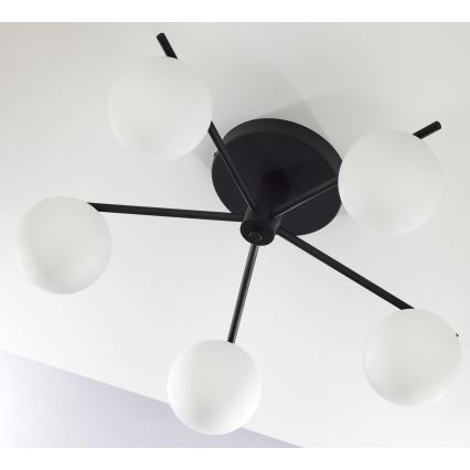 Jupiter 2049 - Plafondkroonluchter PRATO 5xG9/14W/230V zwart/wit