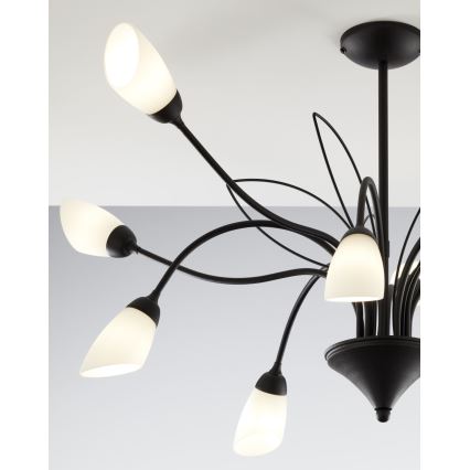 Jupiter 2056 - GLORIOSA kroonluchter met stang 10xG9/14W/230V zwart