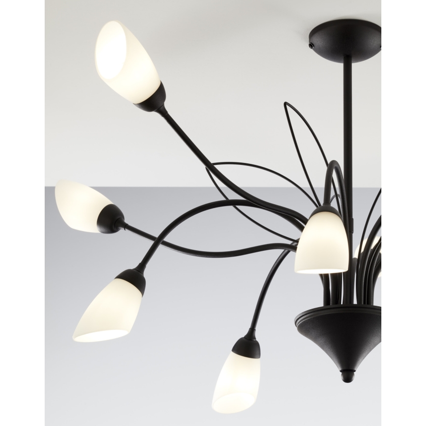 Jupiter 2056 - GLORIOSA kroonluchter met stang 10xG9/14W/230V zwart