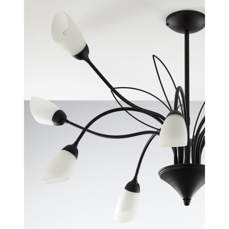 Jupiter 2056 - GLORIOSA kroonluchter met stang 10xG9/14W/230V zwart