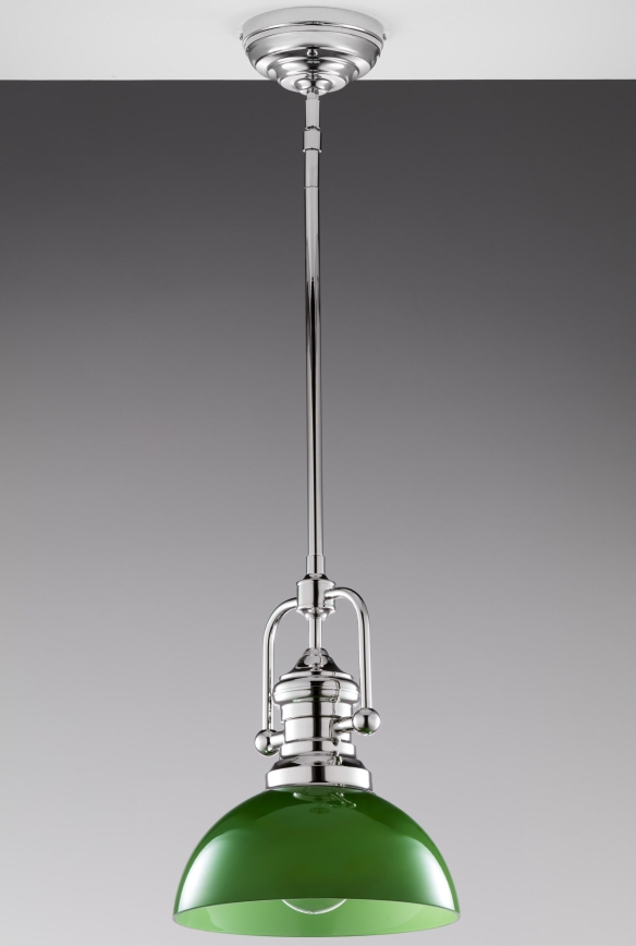 Jupiter 2071 - Hanglamp met stang PLATINO 1xE27/15W/230V groen/glanzend chroom