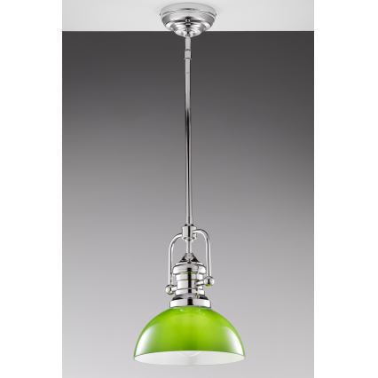 Jupiter 2071 - Hanglamp met stang PLATINO 1xE27/15W/230V groen/glanzend chroom