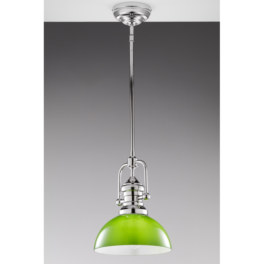 Jupiter 2071 - Hanglamp met stang PLATINO 1xE27/15W/230V groen/glanzend chroom