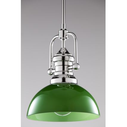 Jupiter 2071 - Hanglamp met stang PLATINO 1xE27/15W/230V groen/glanzend chroom