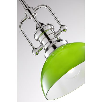 Jupiter 2071 - Hanglamp met stang PLATINO 1xE27/15W/230V groen/glanzend chroom