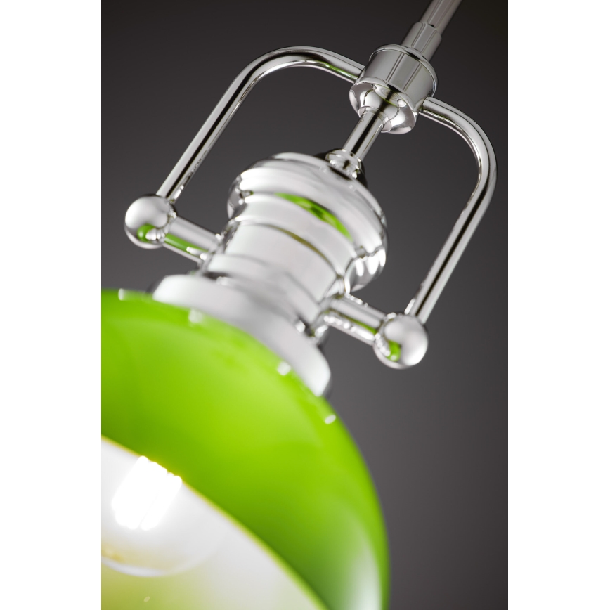 Jupiter 2071 - Hanglamp met stang PLATINO 1xE27/15W/230V groen/glanzend chroom