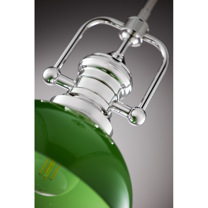 Jupiter 2071 - Hanglamp met stang PLATINO 1xE27/15W/230V groen/glanzend chroom