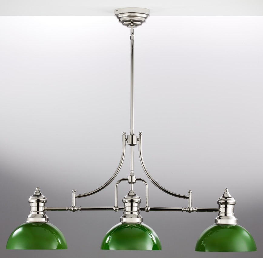 Jupiter 2072 - Hanglamp aan stang PLATINO 3xE27/15W/230V groen/glanzend chroom