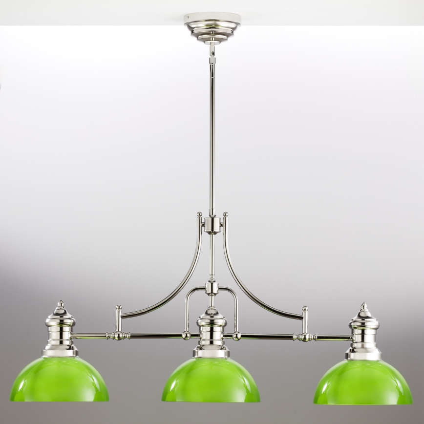 Jupiter 2072 - Hanglamp aan stang PLATINO 3xE27/15W/230V groen/glanzend chroom