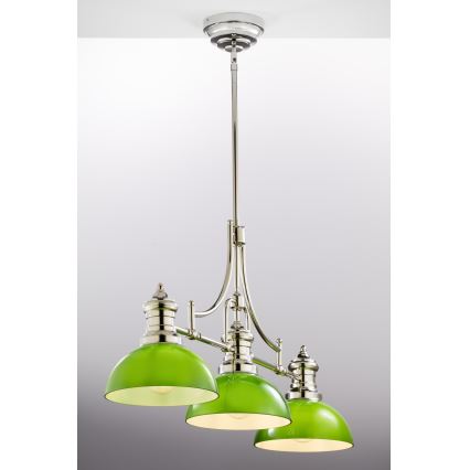 Jupiter 2072 - Hanglamp aan stang PLATINO 3xE27/15W/230V groen/glanzend chroom