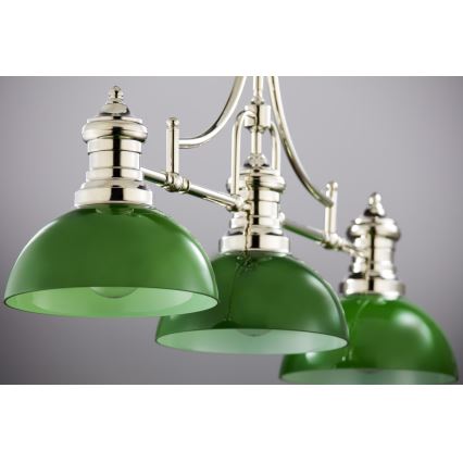 Jupiter 2072 - Hanglamp aan stang PLATINO 3xE27/15W/230V groen/glanzend chroom