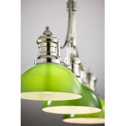 Jupiter 2072 - Hanglamp aan stang PLATINO 3xE27/15W/230V groen/glanzend chroom